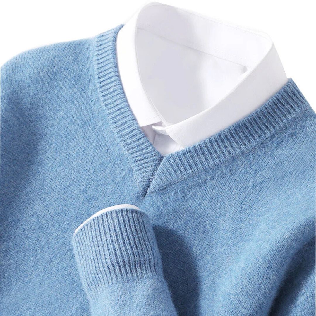 Olympia Merino V-Neck Sweater - Ultra-Soft Merino Wool for Men