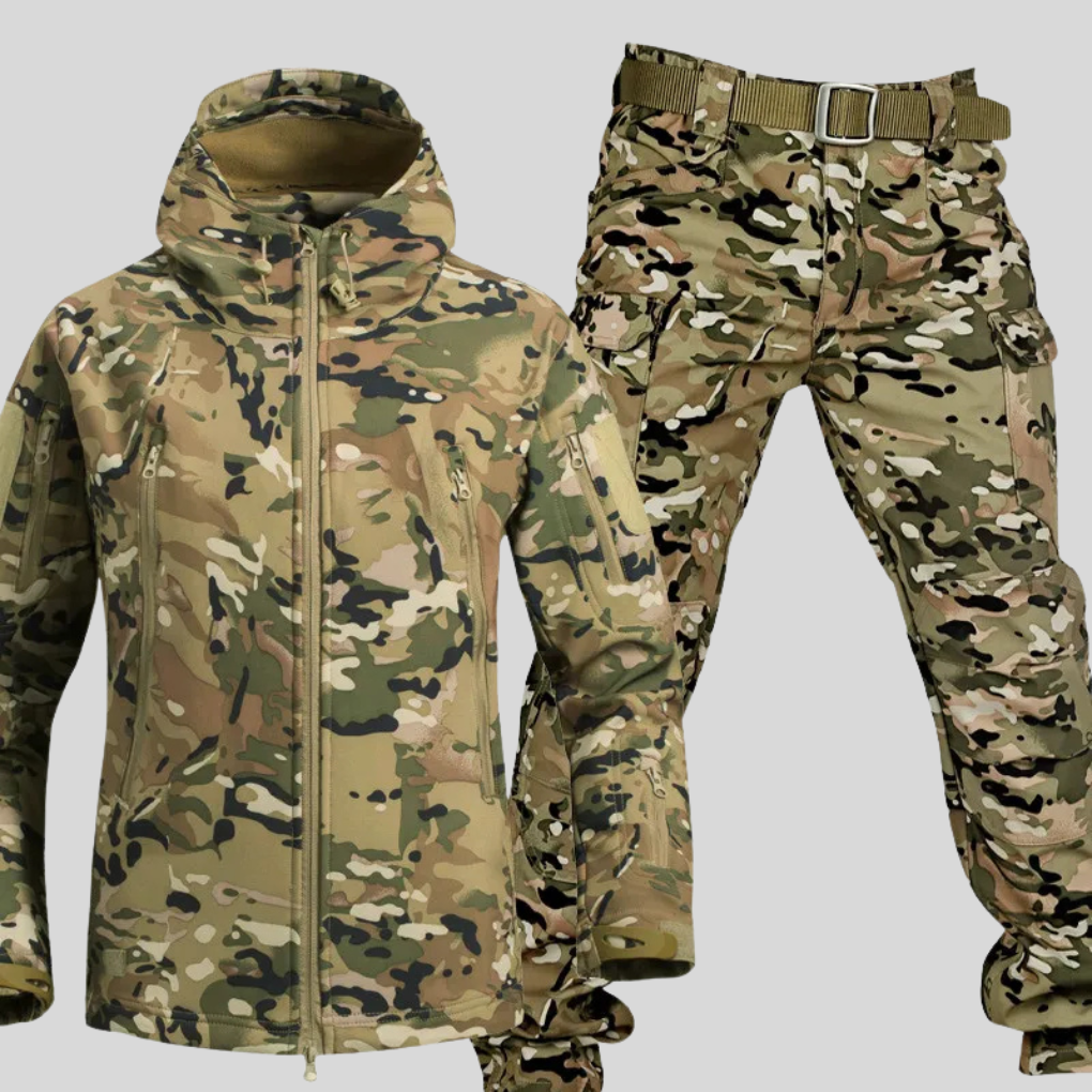 Men's Water & Wind-Resistant Outdoor Jacket and Pants Set with Fleece Lining