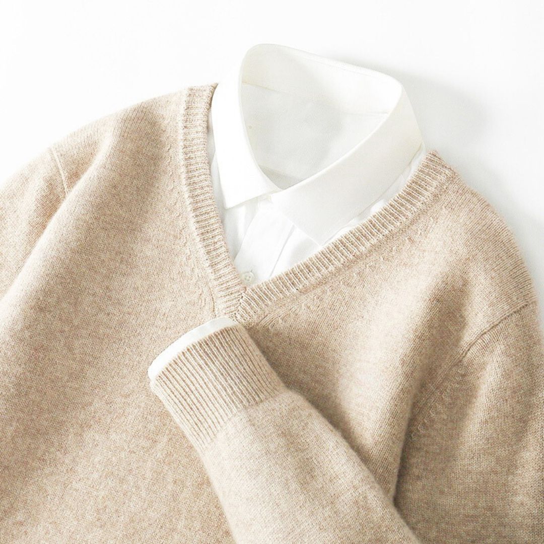 Olympia Merino V-Neck Sweater - Ultra-Soft Merino Wool for Men