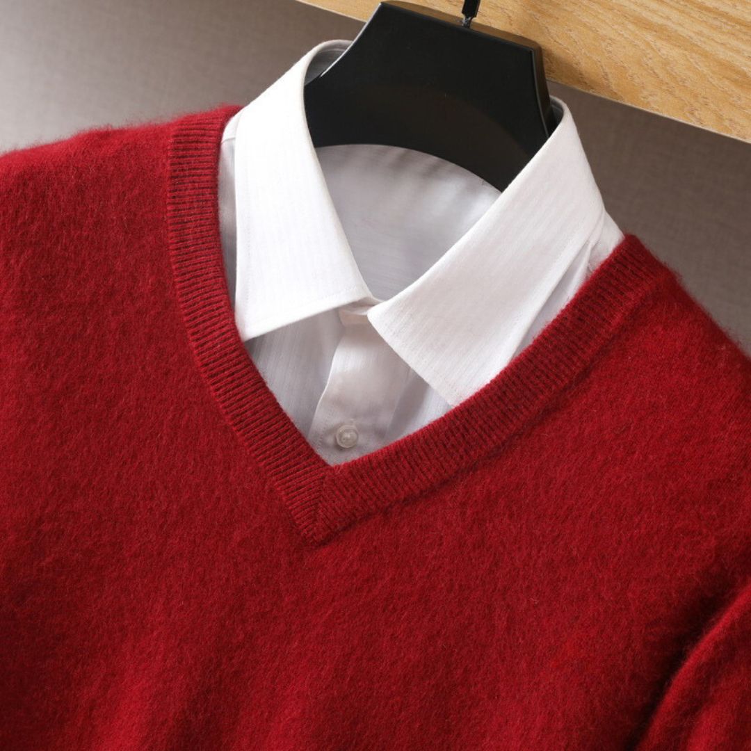 Olympia Merino V-Neck Sweater - Ultra-Soft Merino Wool for Men