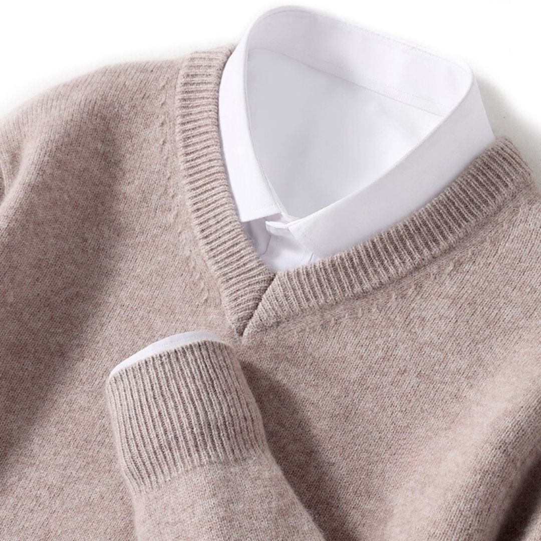 Olympia Merino V-Neck Sweater - Ultra-Soft Merino Wool for Men