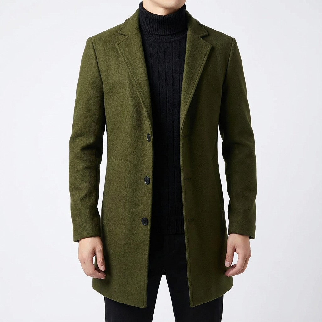 Milan Wool Overcoat for Men - Slim Fit Tailored Layering Coat