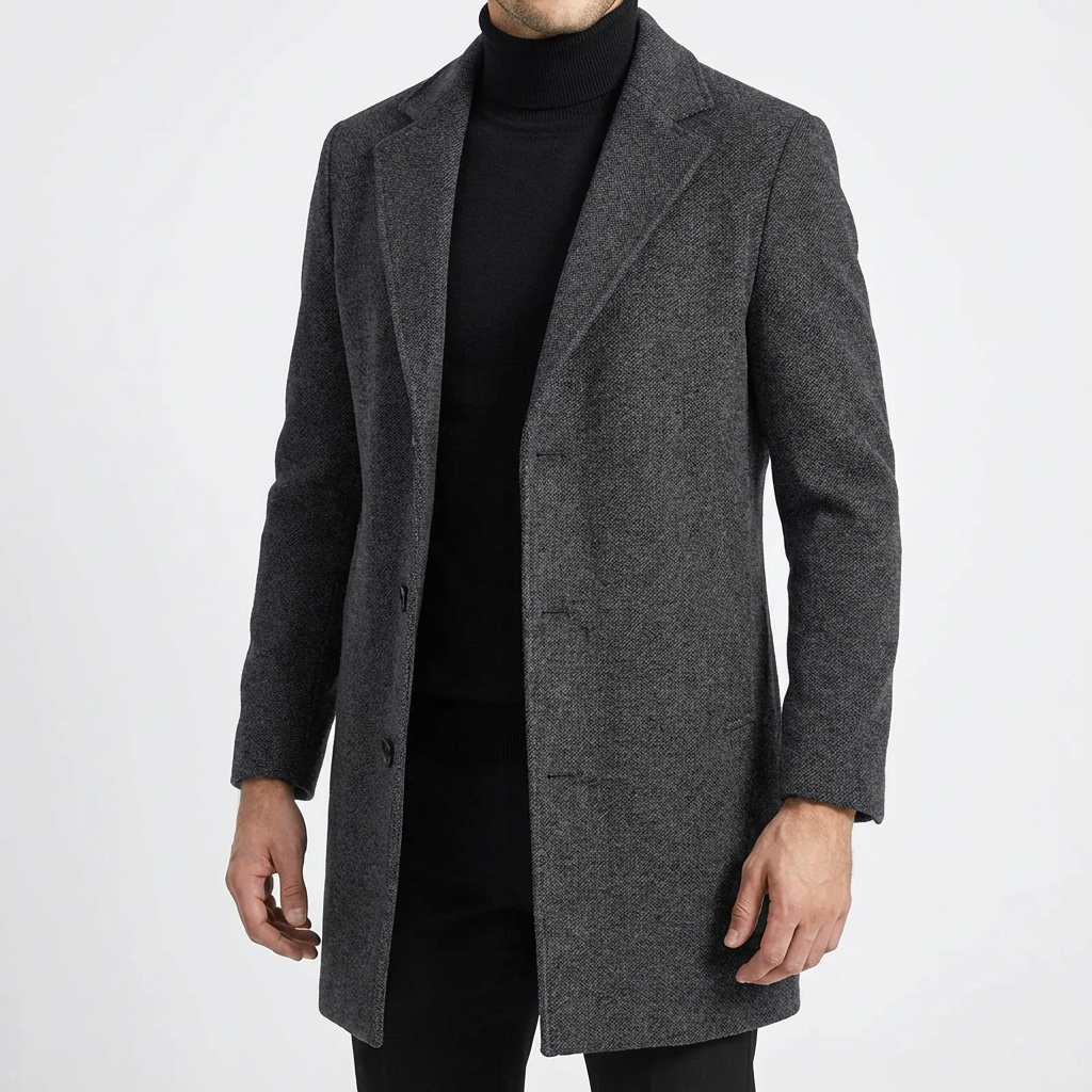 Men's Wool Blend Overcoat, Relaxed Fit with Impeccable Silhouette