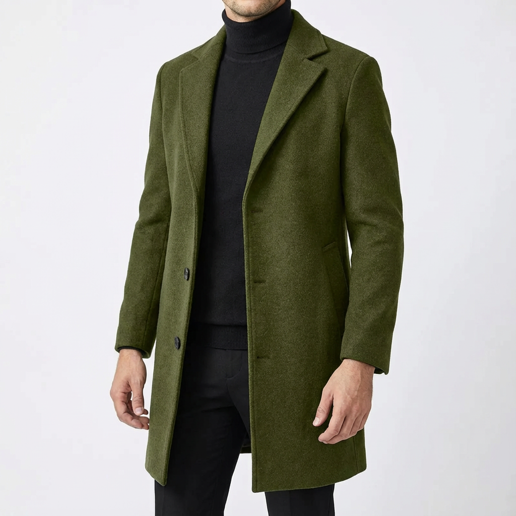 Men's Wool Blend Overcoat, Relaxed Fit with Impeccable Silhouette