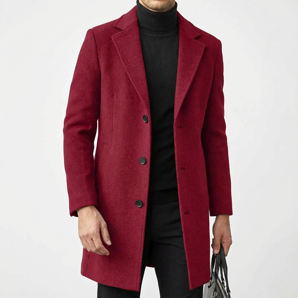 Men's Wool Blend Overcoat, Relaxed Fit with Impeccable Silhouette