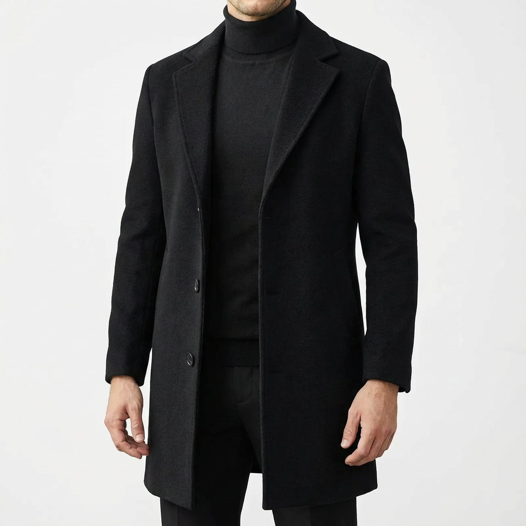 Men's Wool Blend Overcoat, Relaxed Fit with Impeccable Silhouette
