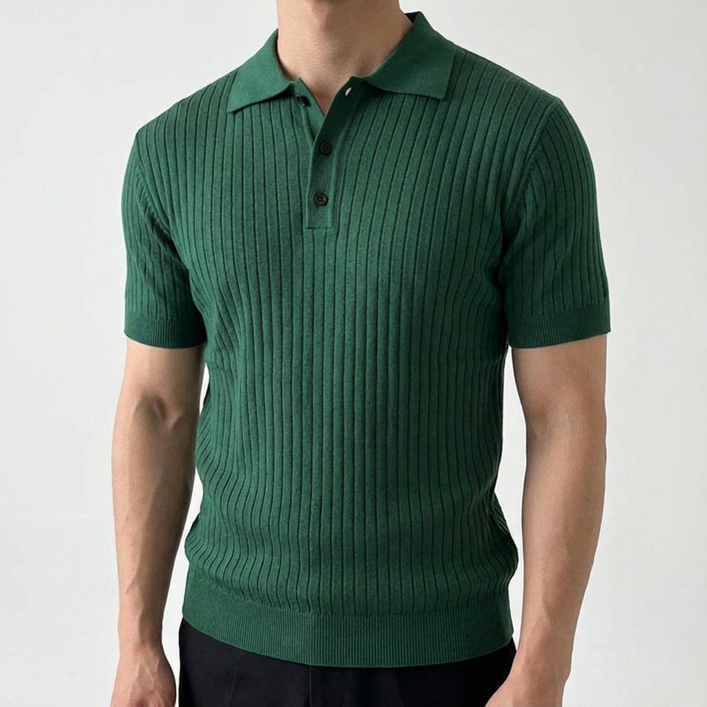 Valencia Striped Polo for Men, Ribbed Knit Short-Sleeve Casual Top