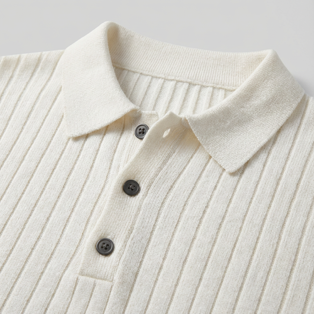 Monaco Knit Leisure Polo for Men - Long-Sleeve Button-Down Polo