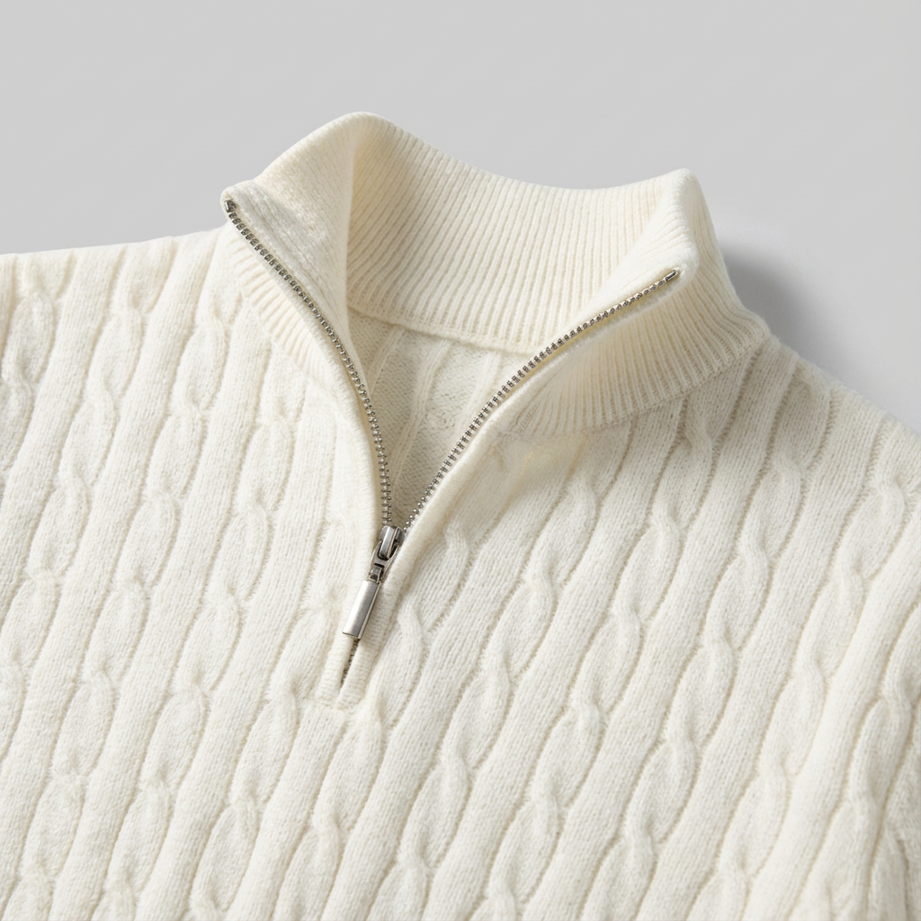 Monaco Merino Quarter-Zip for Men, Slim Fit Italian Wool Layering Piece