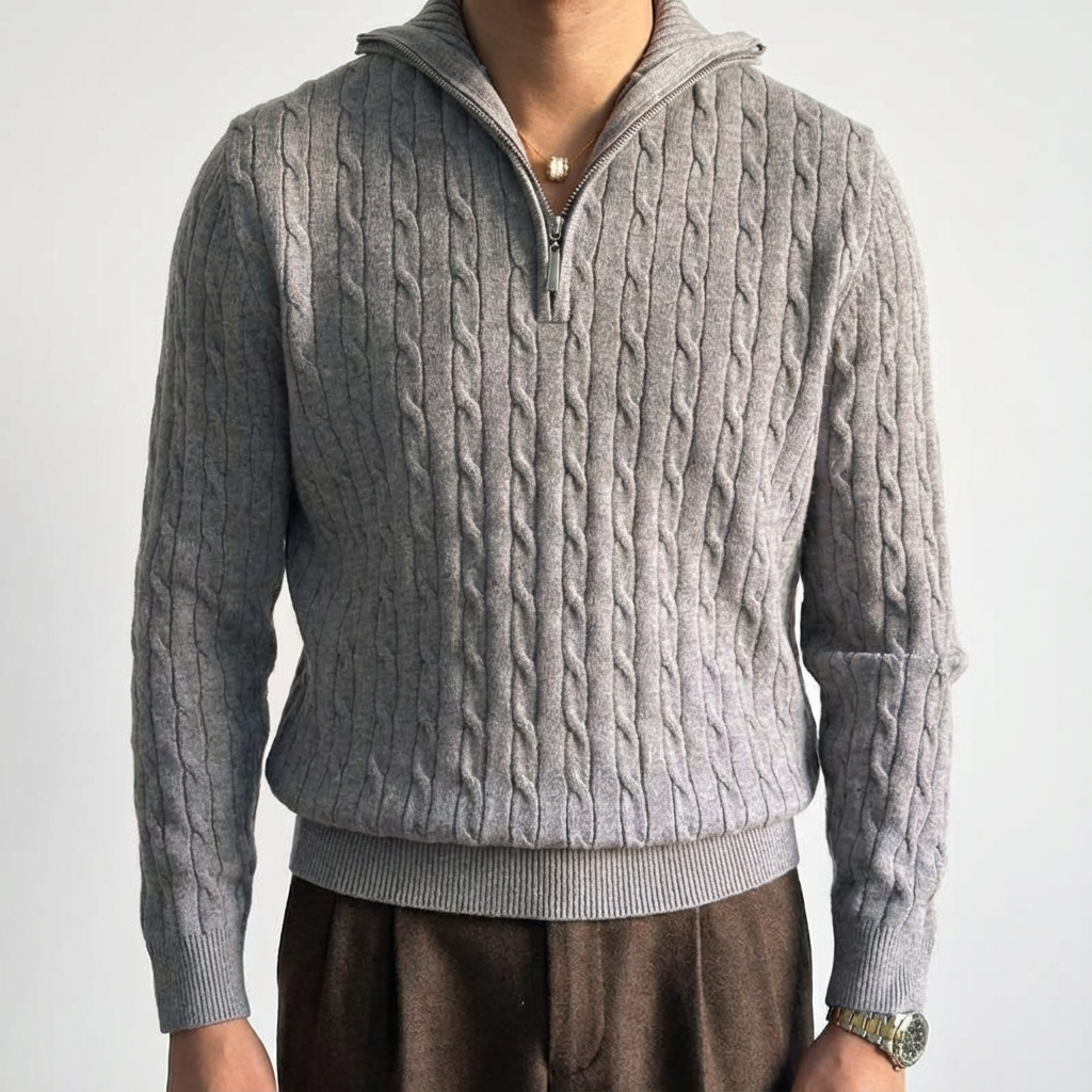 Monaco Merino Quarter-Zip for Men, Slim Fit Italian Wool Layering Piece
