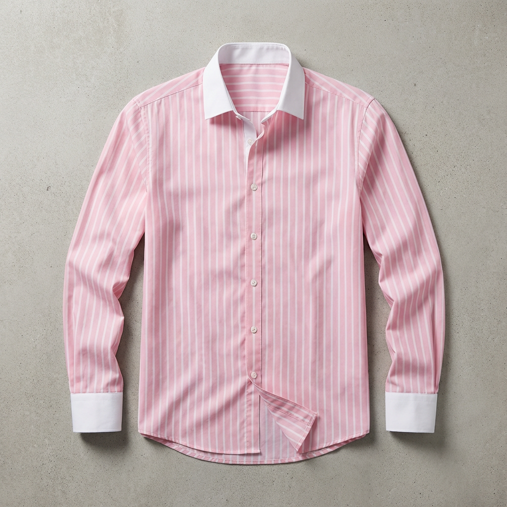 Men's Striped Knit Shirt, Breathable Cotton Contrasting Collar