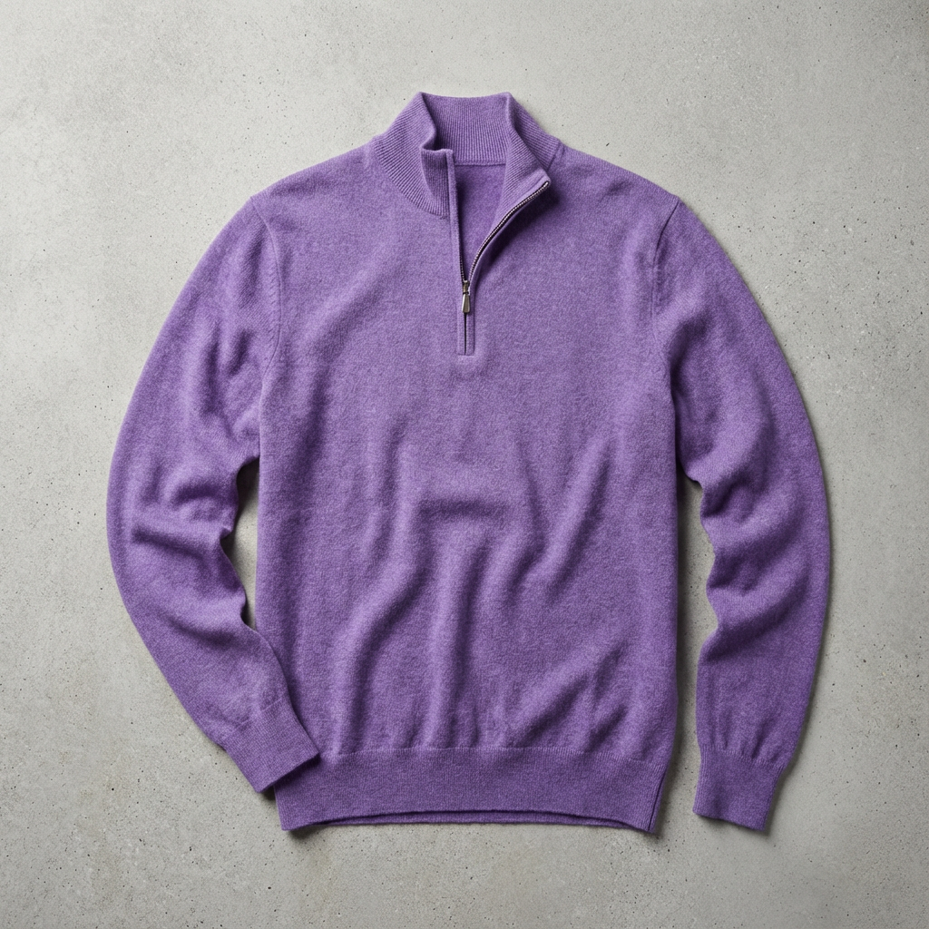 Capri Cashmere Quarter Zip, Ribbed Cuff Layering Piece for Men