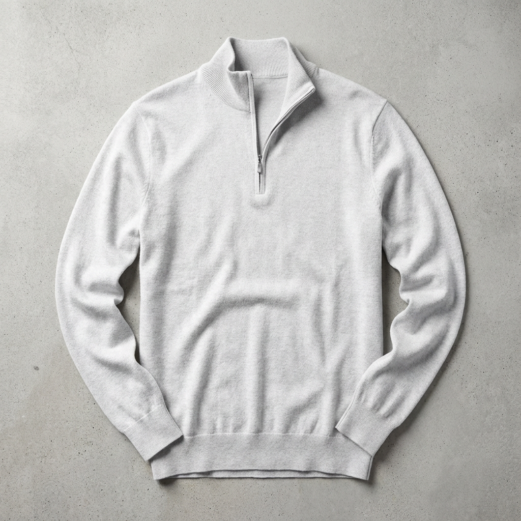 Capri Cashmere Quarter Zip, Ribbed Cuff Layering Piece for Men