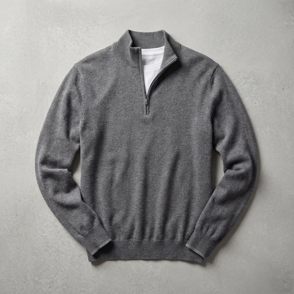 Capri Cashmere Quarter Zip, Ribbed Cuff Layering Piece for Men