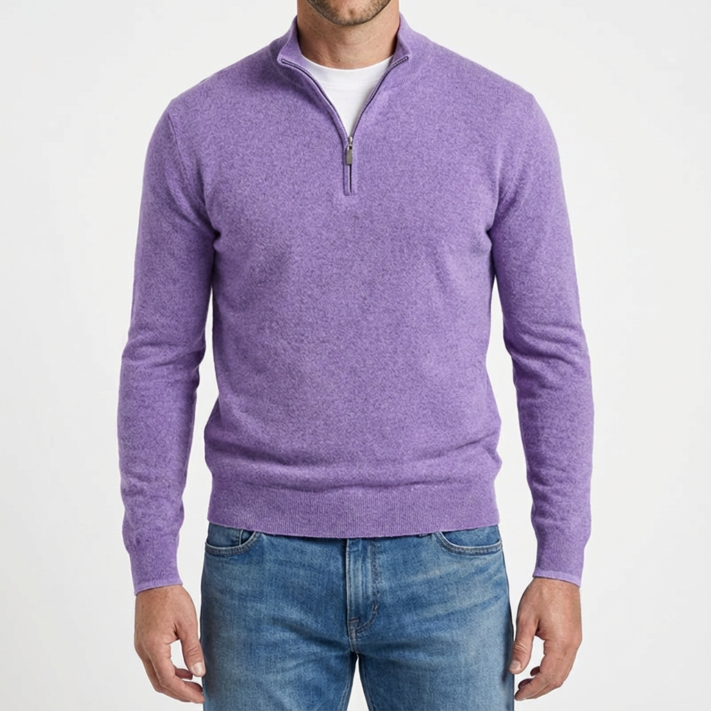 Capri Cashmere Quarter Zip for Men, Soft Layering Piece in Fine Cashmere