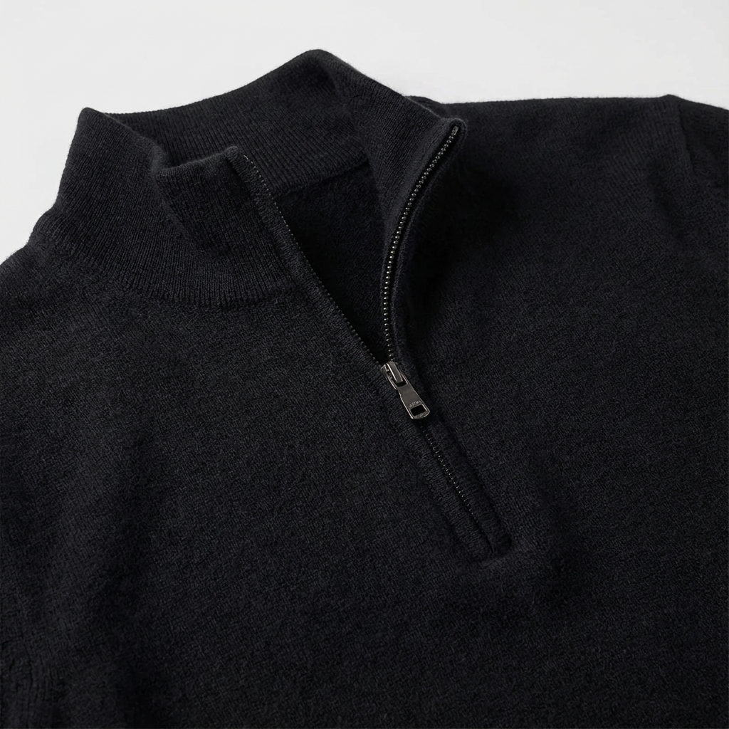 Capri Cashmere Quarter Zip, Ribbed Cuff Layering Piece for Men