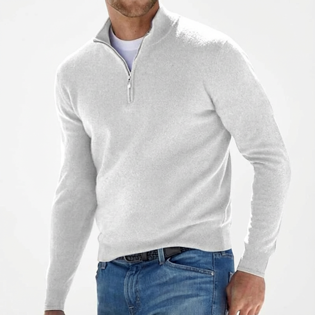 Capri Cashmere Quarter Zip for Men, Soft Layering Piece in Fine Cashmere