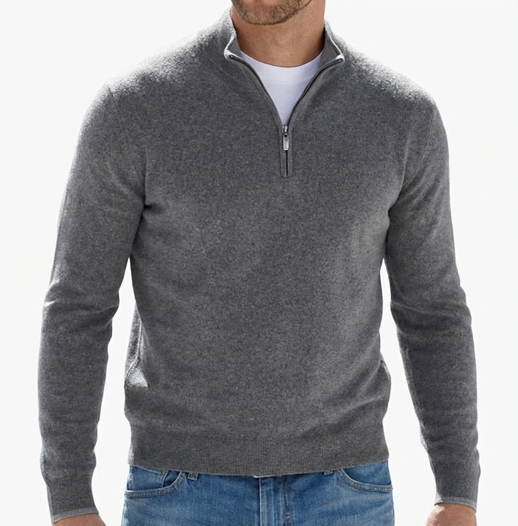 Capri Cashmere Quarter Zip for Men, Soft Layering Piece in Fine Cashmere