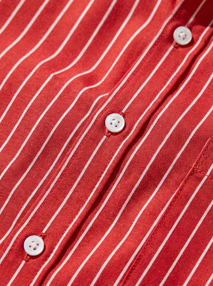 Men's Striped Knit Shirt, Premium Blend Contrasting Collar Detail
