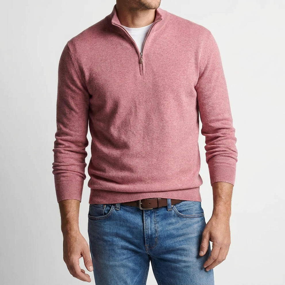Capri Cashmere Quarter Zip for Men, Soft Layering Piece in Fine Cashmere