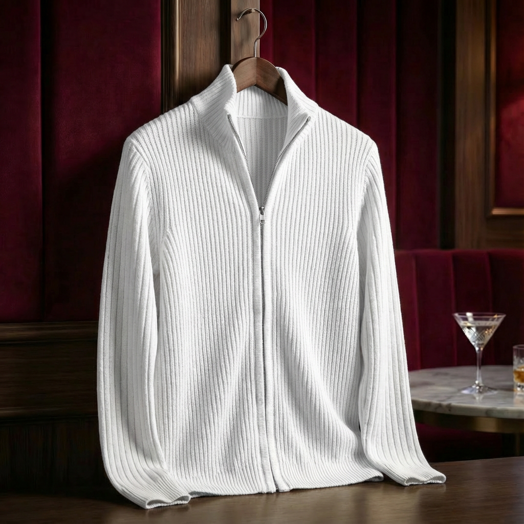 Monaco Cotton Ribbed Jacket for Men - Zip-Up Tailored Fit Jacket