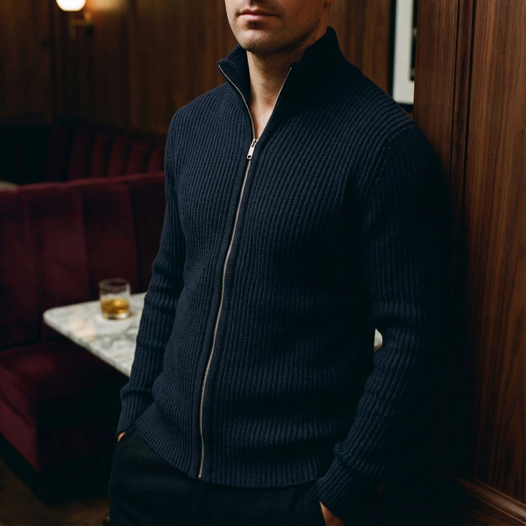 Cotton Knit Victorio Jacket for Men - Lightweight Layering Jacket