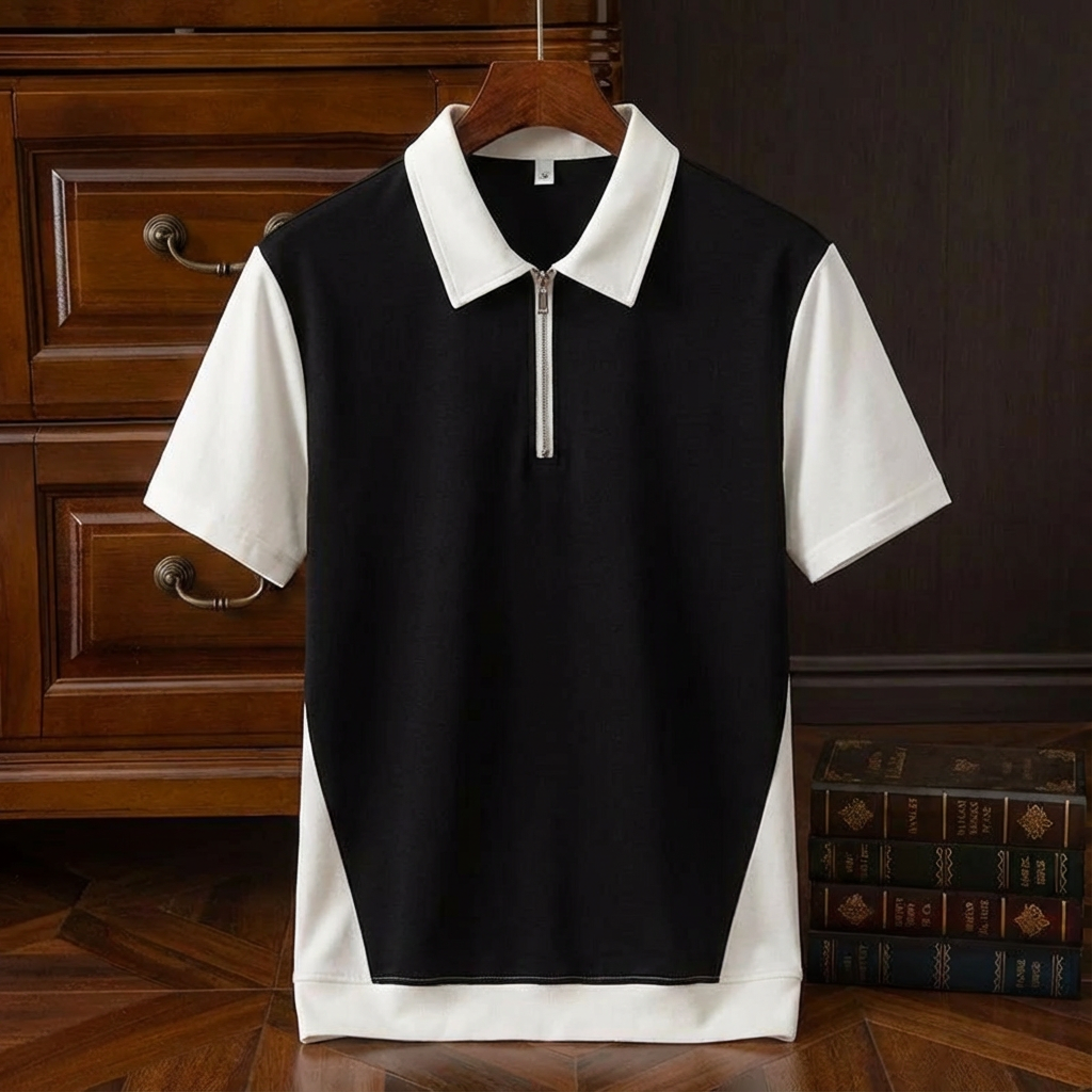 Serafino Cotton Quarter-Zip Polo for Men - Breathable Half-Zip Polo