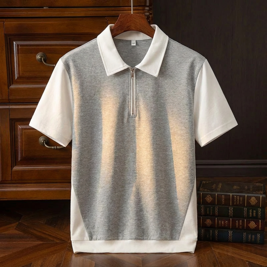 Serafino Cotton Quarter-Zip Polo for Men - Breathable Half-Zip Polo