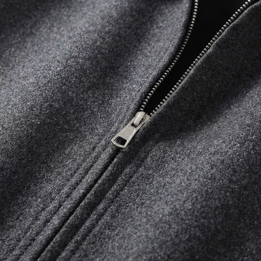Men's Italian Wool Moto Jacket, Tailored Fit with Zipper Closure