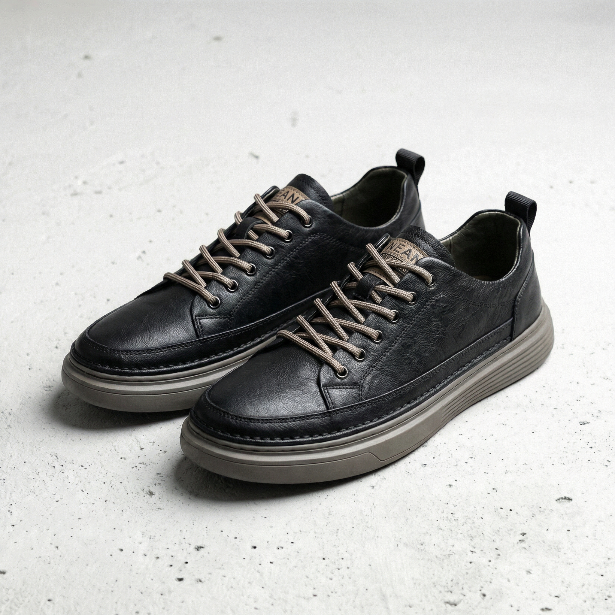 Lisbon Men's Casual Sneakers - Leather Slip-On Shoes with Platform Sole