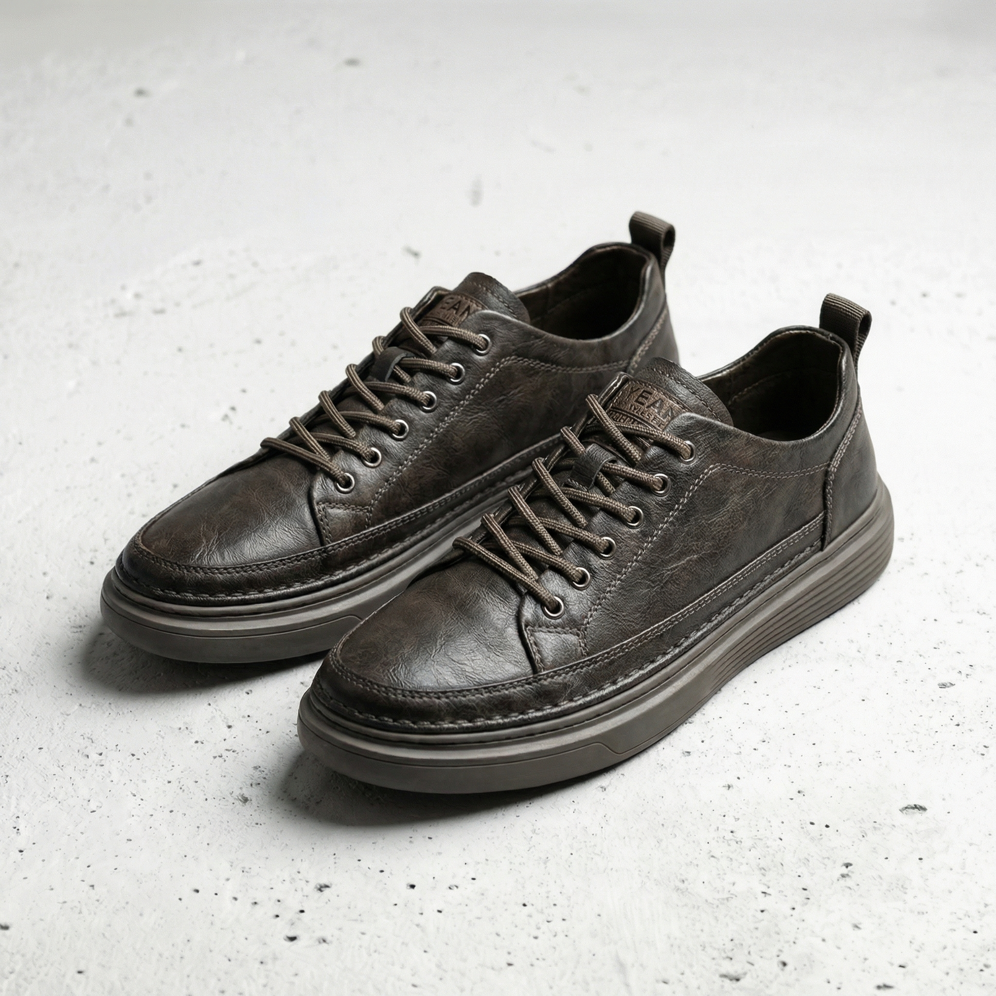 Lisbon Men's Casual Sneakers - Leather Slip-On Shoes with Platform Sole