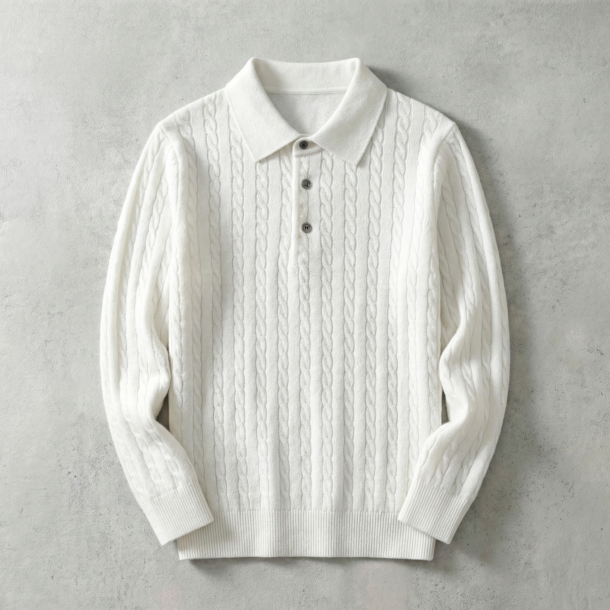 Ares Knitted Pullover Sweater for Men - Wool Blend Cable Knit V-Neck