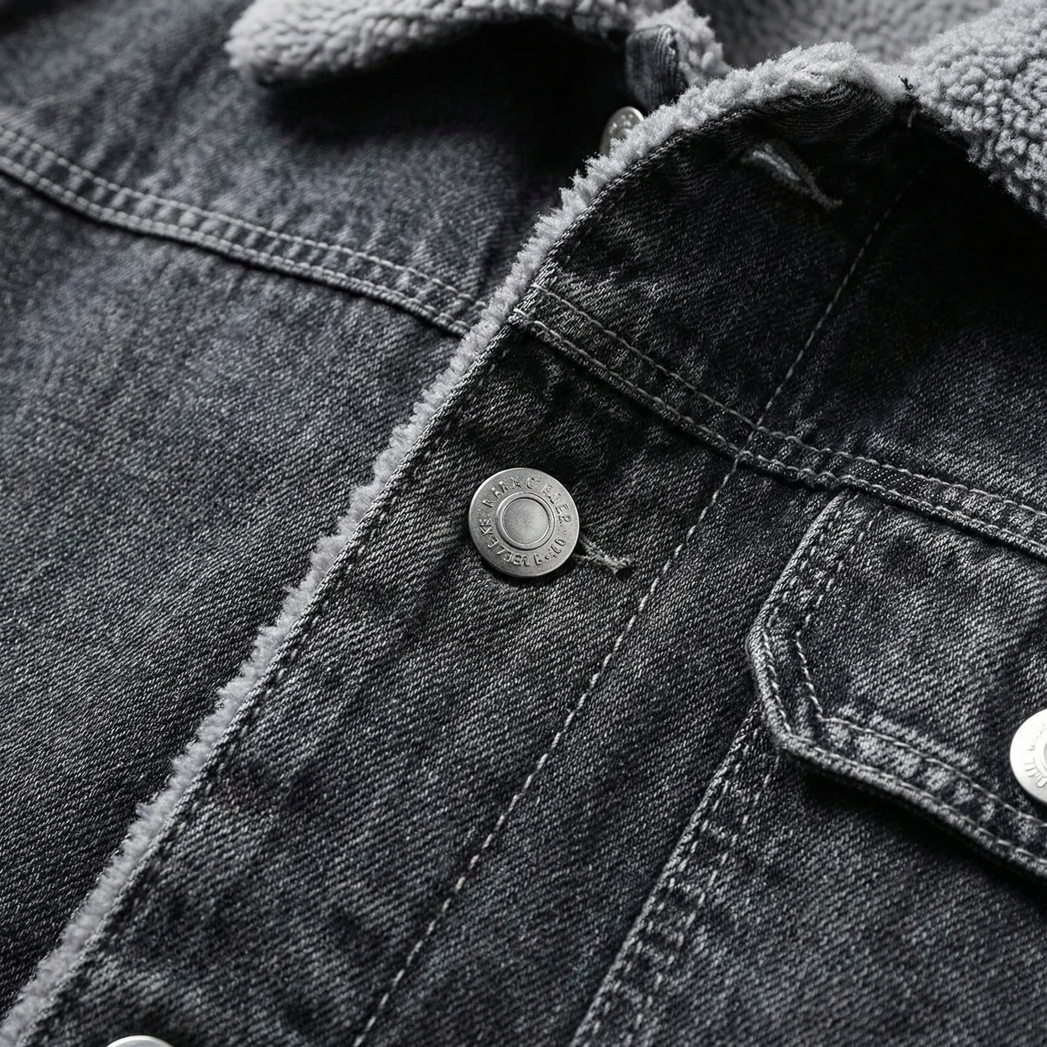 Leo Men's Denim Jacket - Fleece-Lined Cotton Blend Casual Jacket