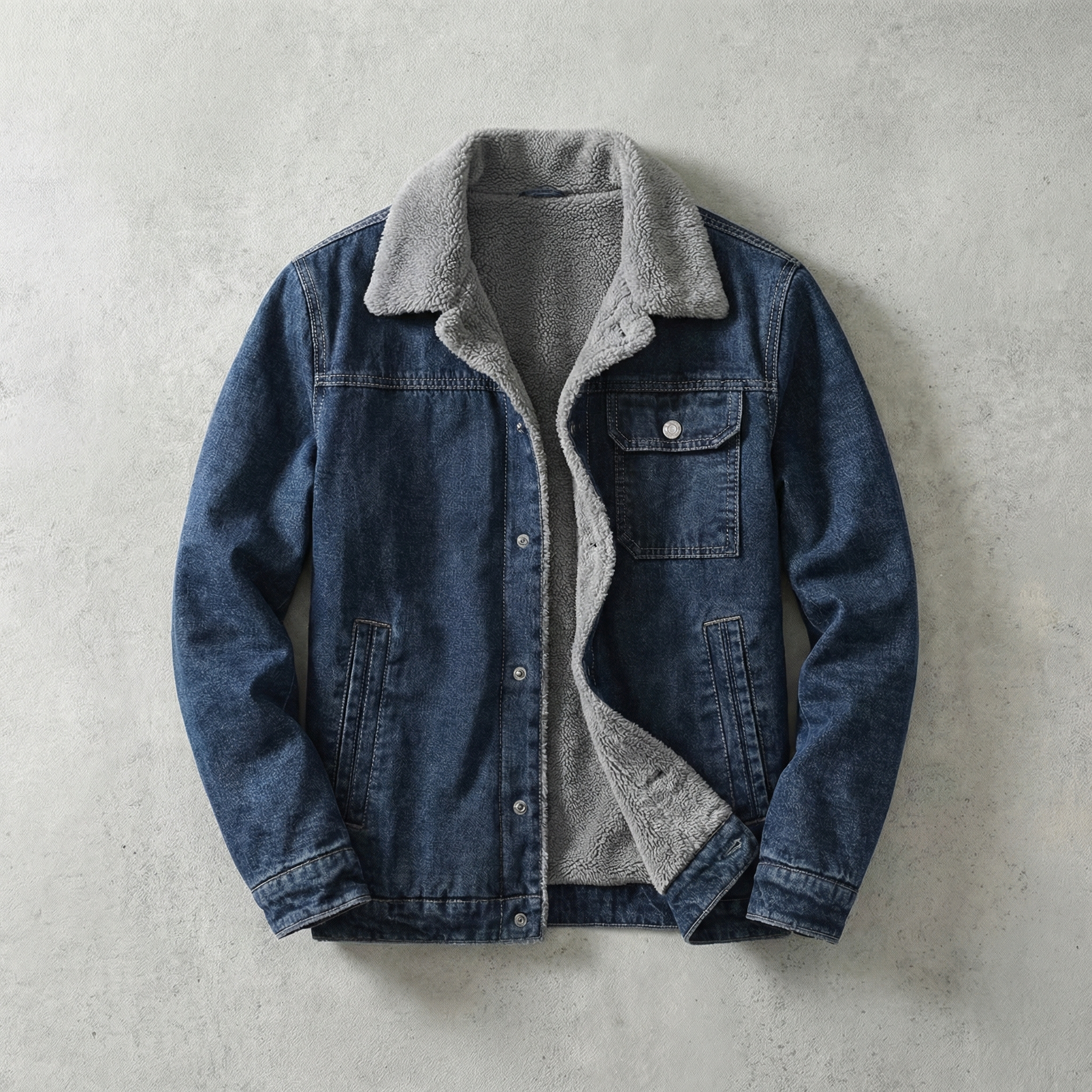 Leo Men's Denim Jacket - Fleece-Lined Cotton Blend Casual Jacket