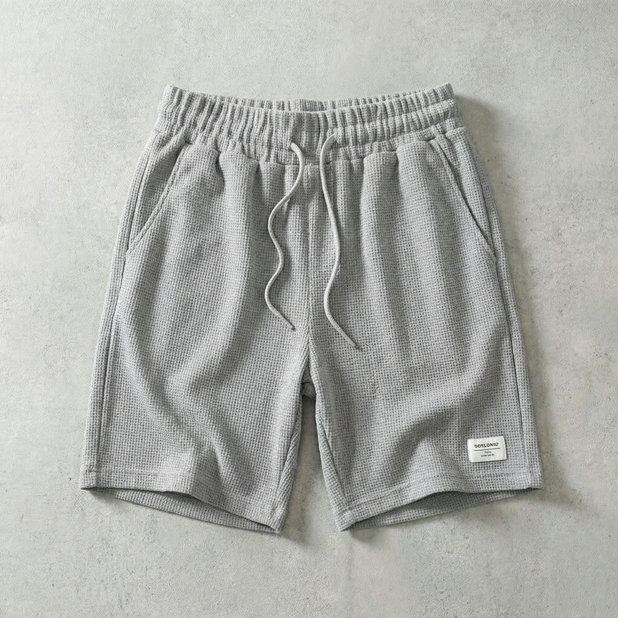 Marino Casual Shorts for Men - Waffle Pattern Cotton Blend Khaki Shorts