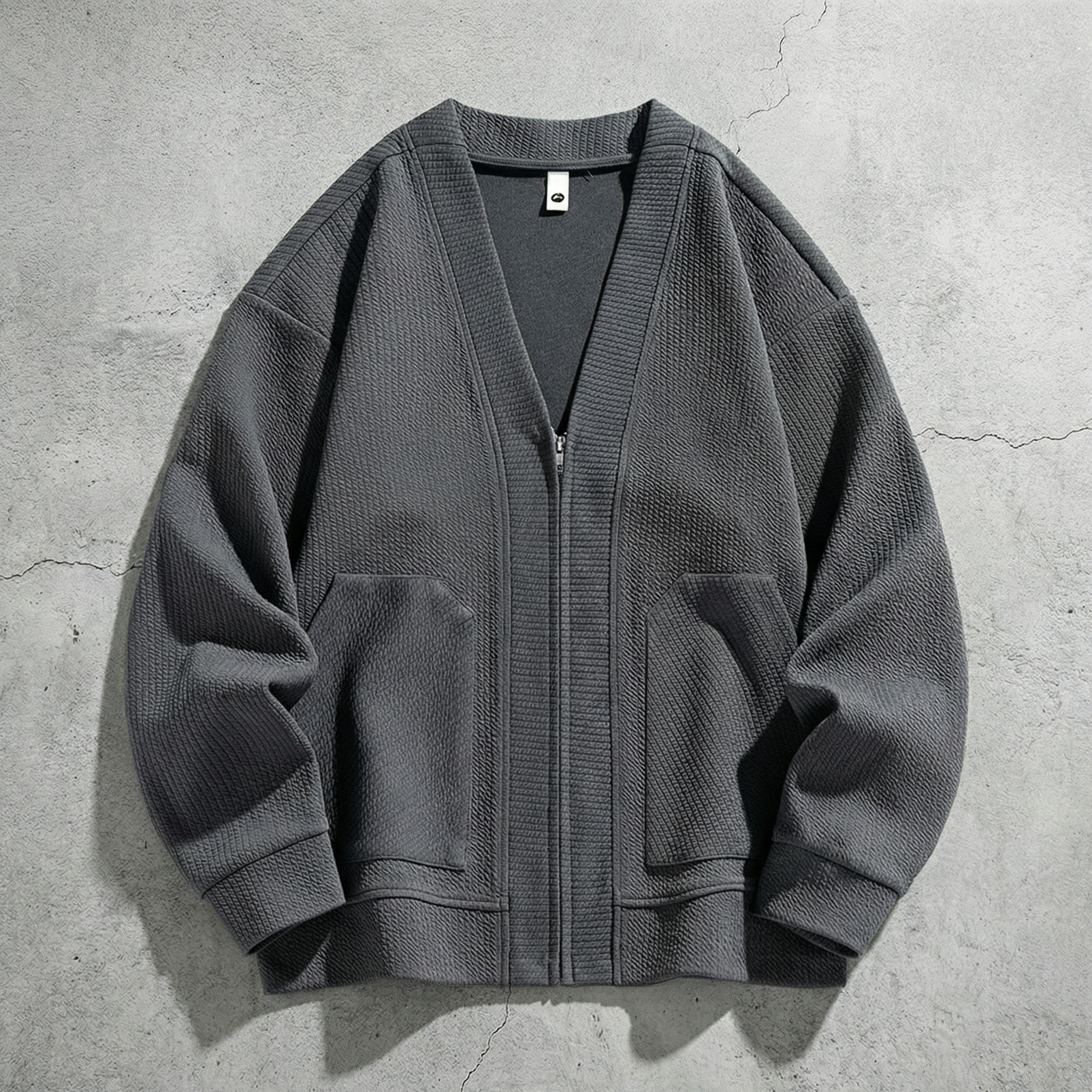 Addie Oversized Cardigan Jacket for Men - Zip-Up Cotton Blend Cardigan