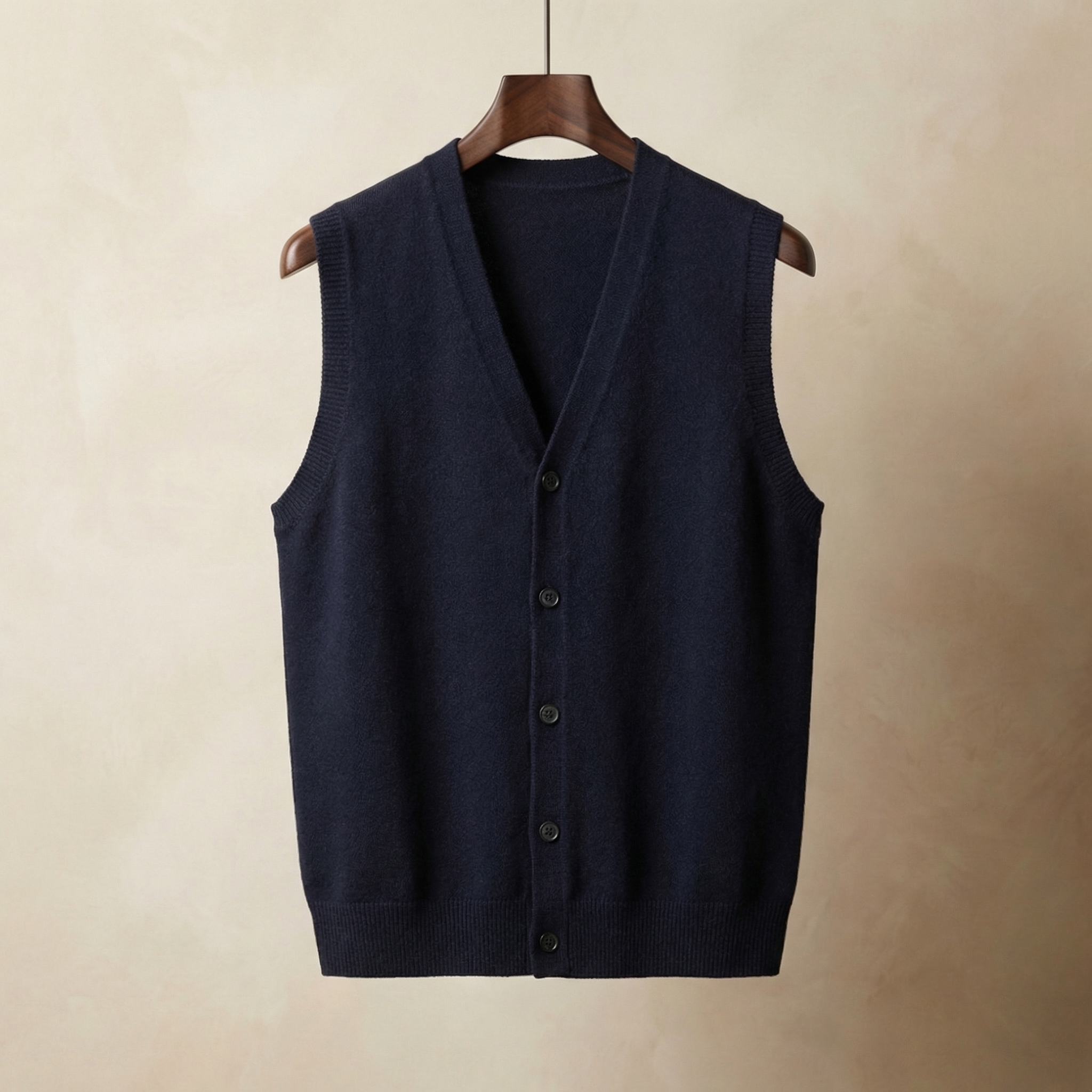 Men's Knitted Vest, Sleeveless Single-Breasted Layering Piece