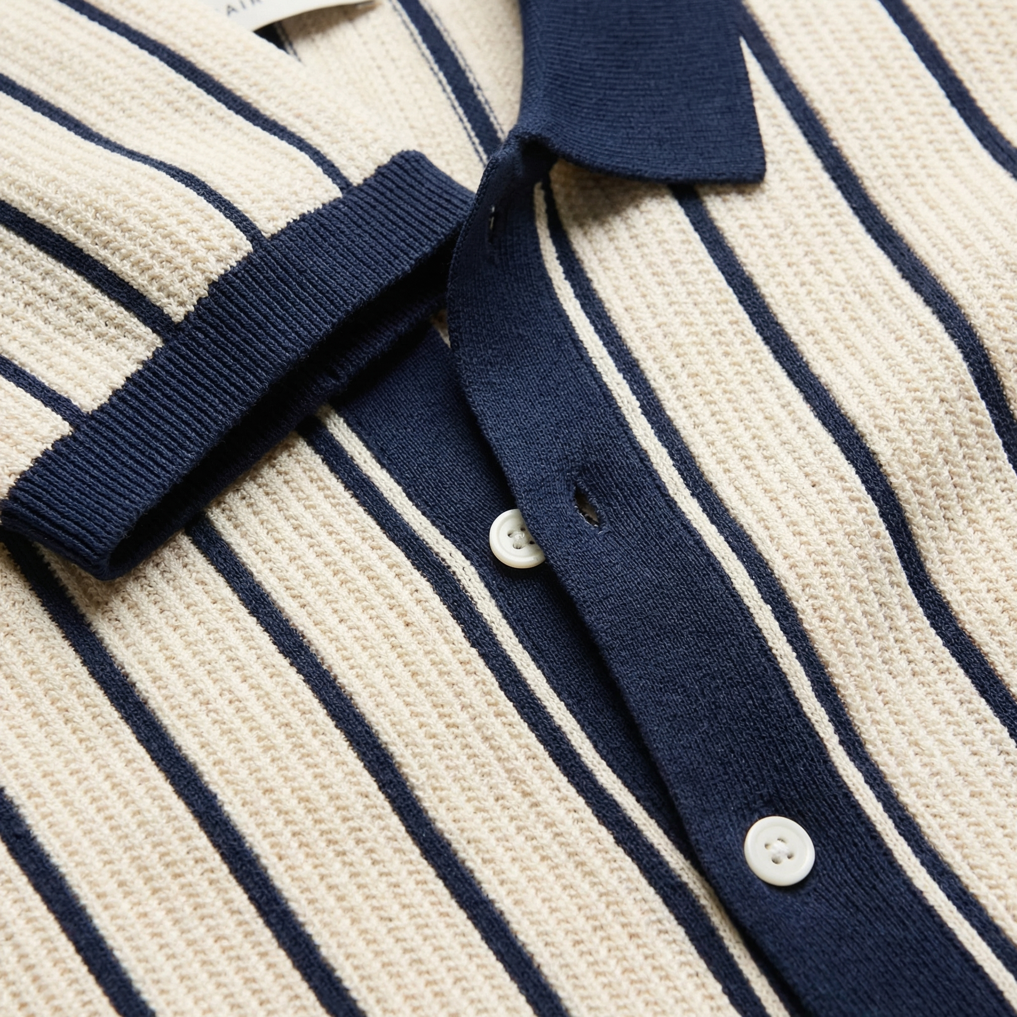 Rimini Knit Polo Shirt for Men, Striped Cotton Turn-Down Collar Top