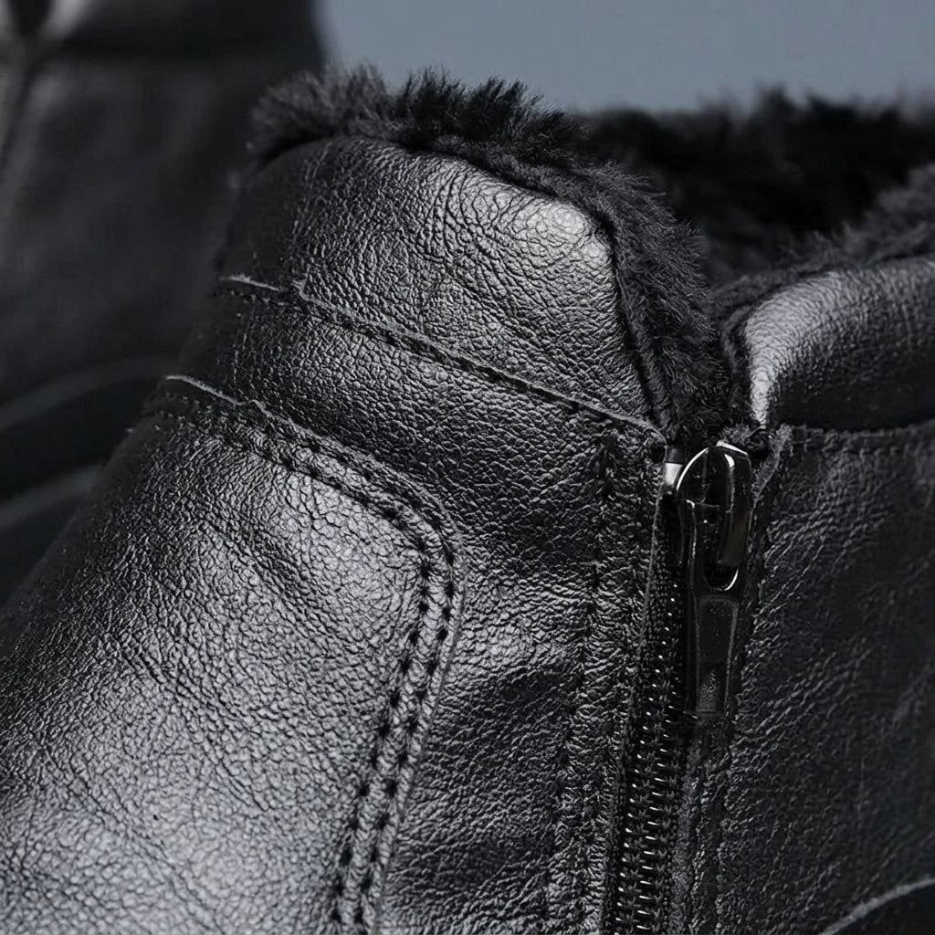 Hiro Leather High Top Boots for Men - Plush-Lined Platform Boots