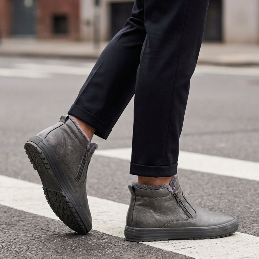 Hiro Leather High Top Boots for Men - Plush-Lined Platform Boots