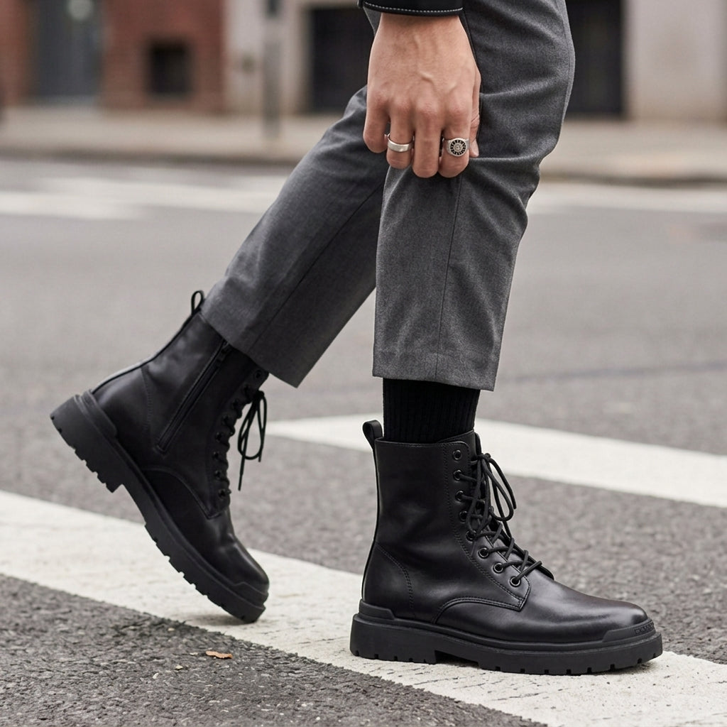 Harry High Top Leather Boots for Men, British-Inspired Ankle Support Boots