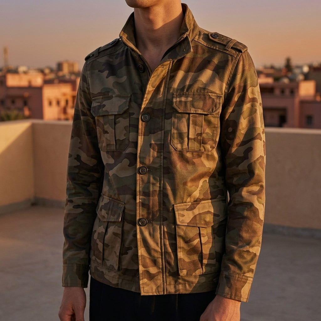 Alaric Men's Button Closure Jacket - Cotton Blend Jacket with Pockets