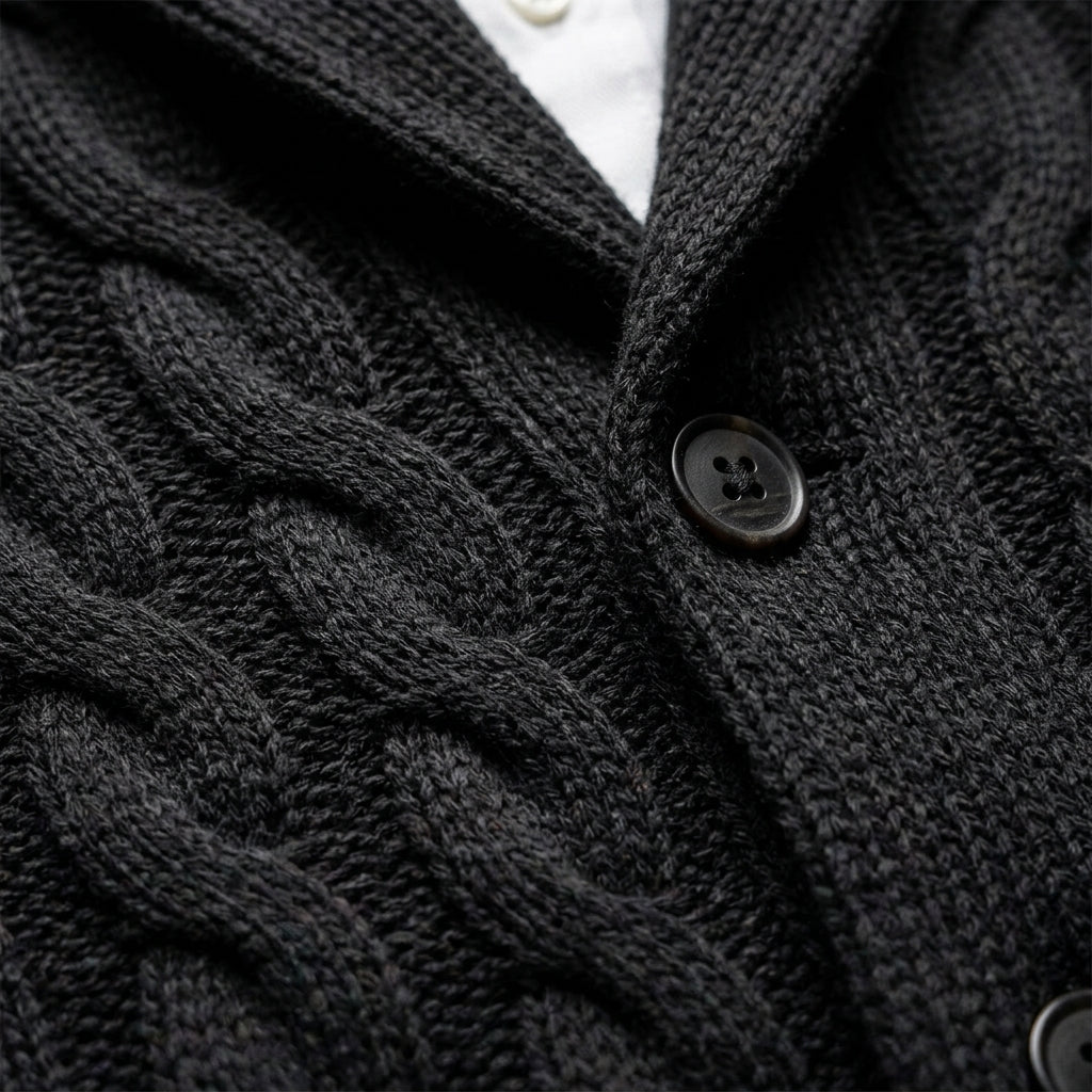 Orion Men's Shawl Collar Cardigan - Knitted Cotton Blend Sweater