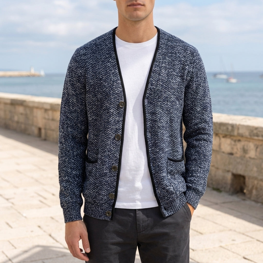 Thorne Cardigan with Buttons and Pocket - Cotton Blend Layering Piece