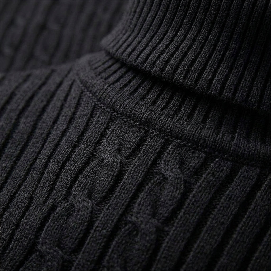 Cassian Men's Ribbed Turtleneck Sweater - Premium Cotton Blend Knit