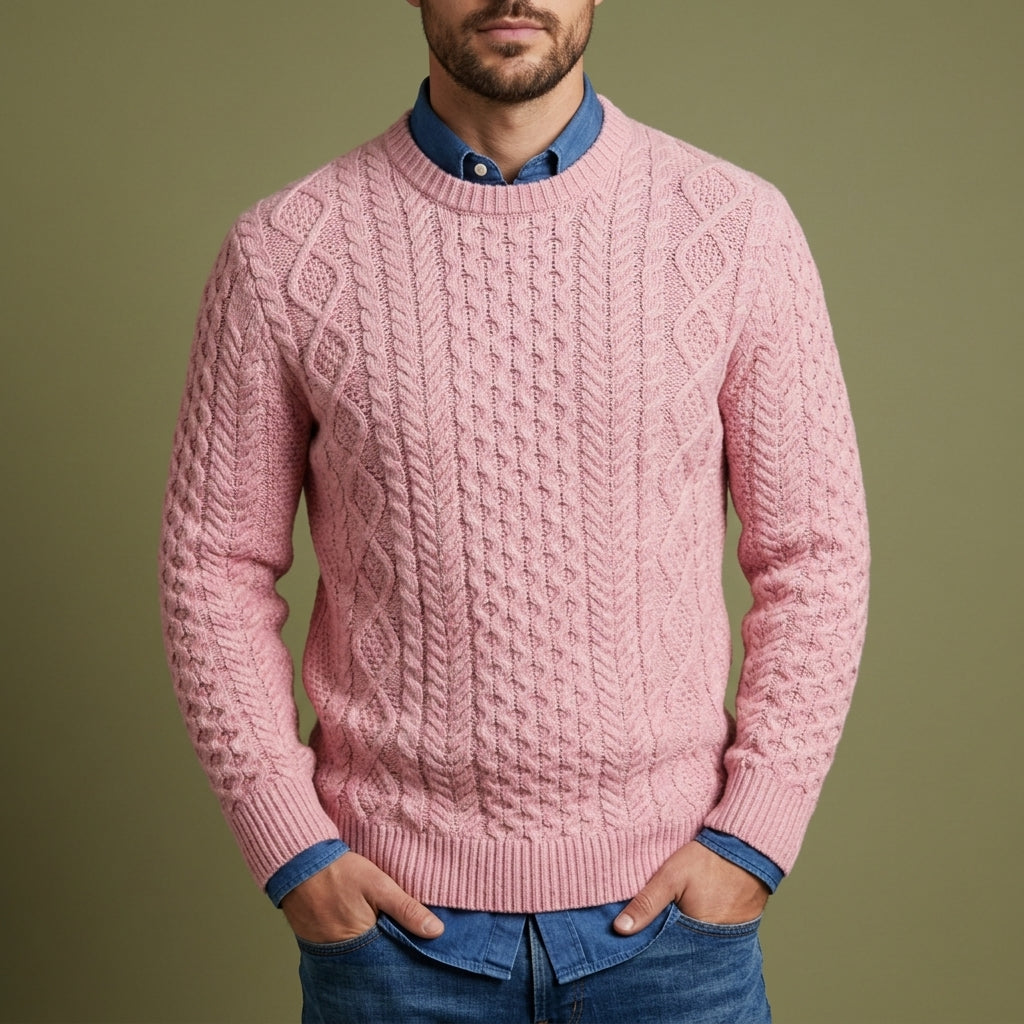 Lucien Men's Knitted Pattern Sweater - Premium Cotton Blend Pullover