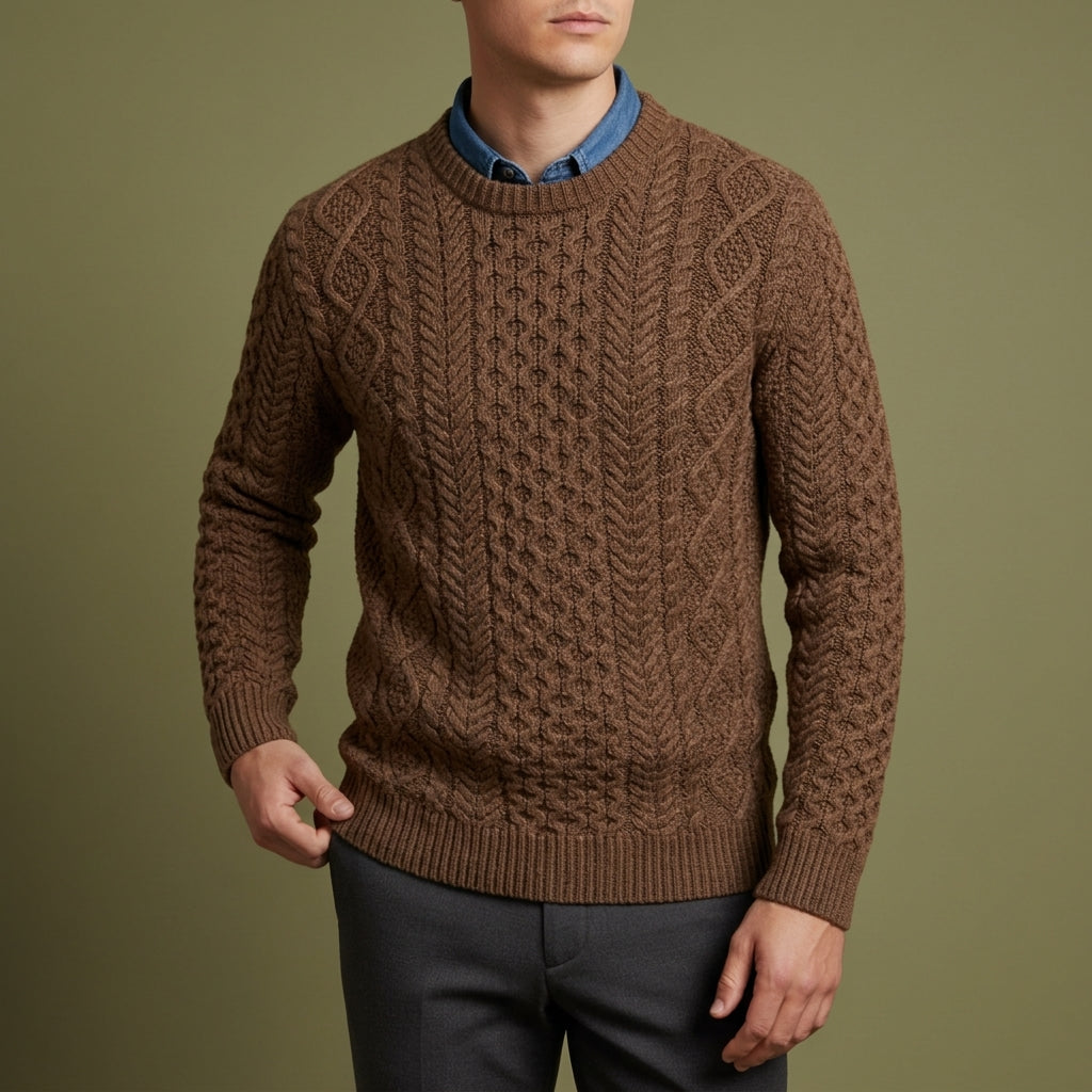 Lucien Men's Knitted Pattern Sweater - Premium Cotton Blend Pullover