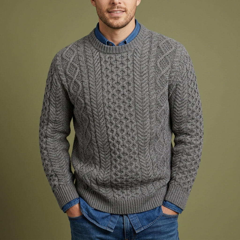 Lucien Men's Knitted Pattern Sweater - Premium Cotton Blend Pullover