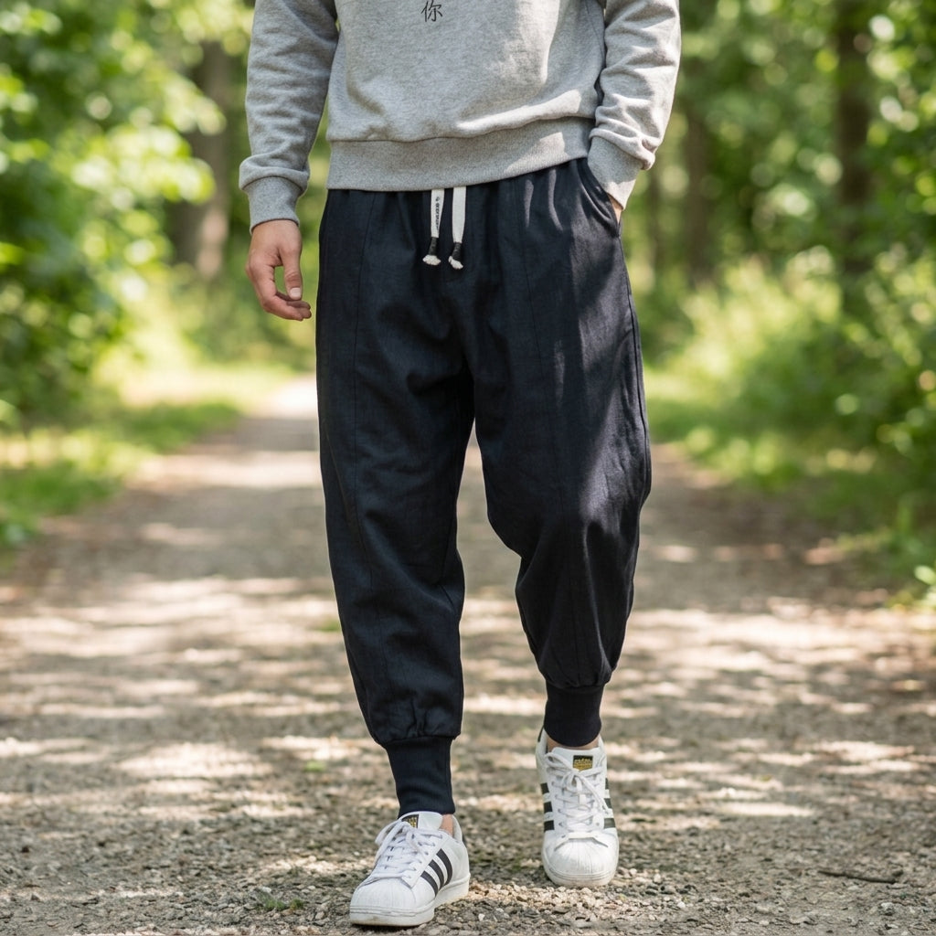 Kezno Japan-Style Pants for Men, Tailored Cotton Blend Trousers