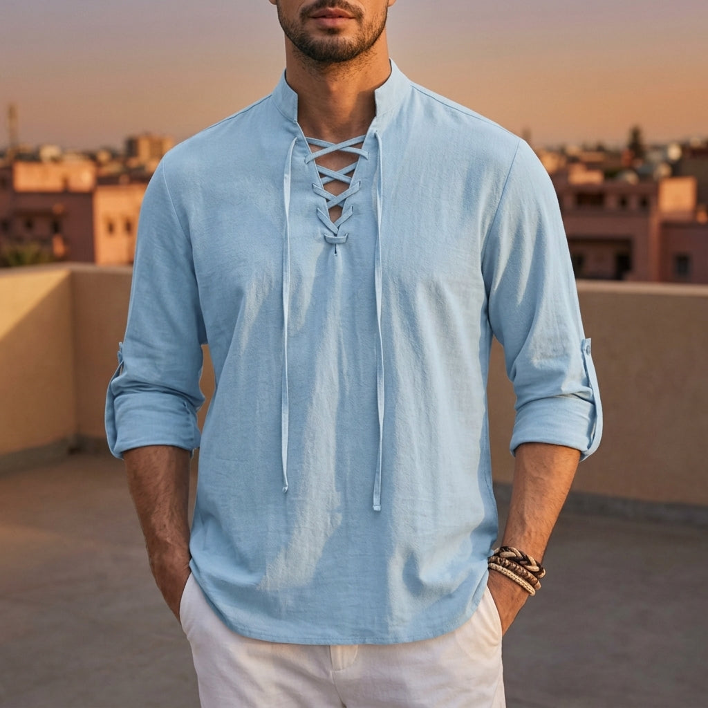 Men's Renaissance Costume Shirt, Cotton-Linen Pirate Medieval Style